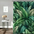 thumbnail image 2 of GOSMITH Tropical Leaves Jungle Palm Tree Branch Rainforest Green Decorative Shower Curtain for Bathroom White, 2 of 7