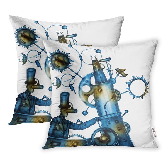 ECCOT Adult Steampunk Man Person Braids Close Costume Culture Cyberpunk Cyborg Pillowcase Pillow Cover 20x20 inch Set of 2