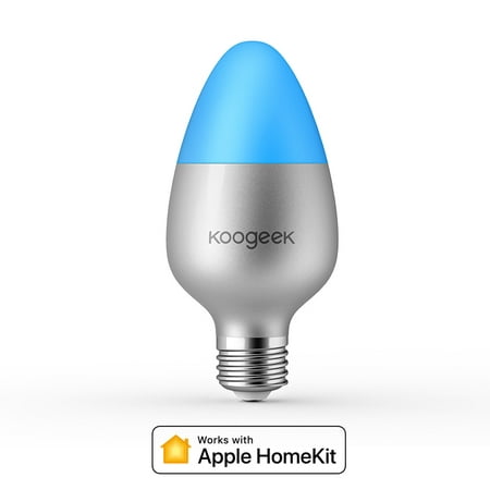 Koogeek Wi-Fi Enabled E27 8W Color Changing Dimmable Smart LED Bulb Works with Apple HomeKit Support Siri Home App Schedules Remote Control 16 Million Colors (Best Apple Radio App)