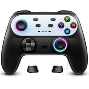 Switch Controller Wireless Compatible with Switch/OLED/Lite Accessories, Wireless Switch Pro Remote for PC/IOS/Android with Turbo Function, Wired PC Game Joystick,Cool Led Light,Programmable - Black