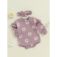thumbnail image 3 of Suealasg Baby Girl Clothes 3 6 12 18 Months Infant Girls Long Sleeve Floral Print Romper + Headband Set 2Pcs Newborn Girl Fall Outfit, 3 of 7