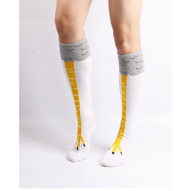 Calcetines divertidos locos con piernas de pollo para mujer Calcetines hasta la rodilla y media pantorrilla Calcetines de regalo oso de fresa Electrónica