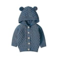 thumbnail image 1 of 0-3 Years Kids Baby Sweater Hooded Knitted Jacket Warm Bottoming Sweater Autumn and Winter Solid Color Sweater, 1 of 2