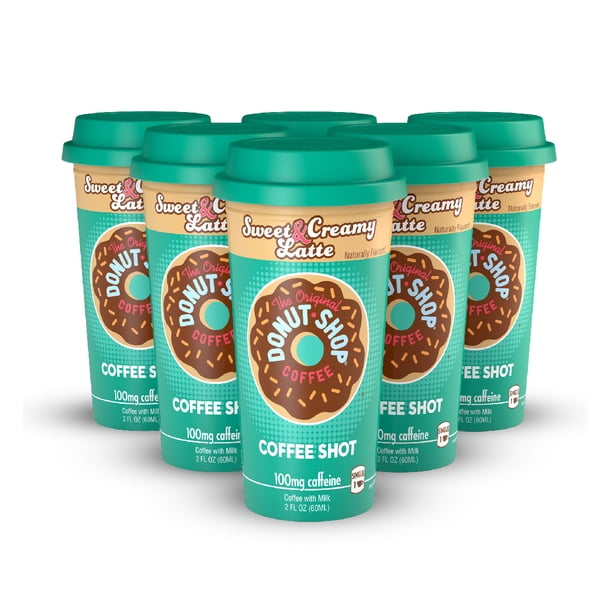 Donut Shop Coffee Shots 100mg Caffeine Sweet Creamy Latte Tasty Coffee Energy Boost In A Ready To Drink 2 Ounce Shot 6 Pack Walmart Com Walmart Com