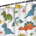 thumbnail image 3 of Colorful Dinosaur and Leaf Pattern Shower Curtain 36"x72" ,Bathroom Decorative Shower Curtains Set with 12 Hooks,Modern Waterproof Washable Shower Curtain, 3 of 6
