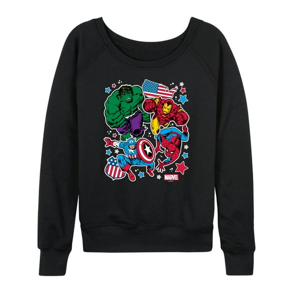 Marvel The Avengers - America Stickers Style - Women's French Terry Pullover Sweatshirt