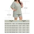 thumbnail image 6 of Homlouue Plus Size Women's Pajama Sets,Ribbed Knit Cooling Summer Lounge Set with Pockets,V-Neck Button Down Short Sleeve Top and Shorts,3XL,Green, 6 of 8
