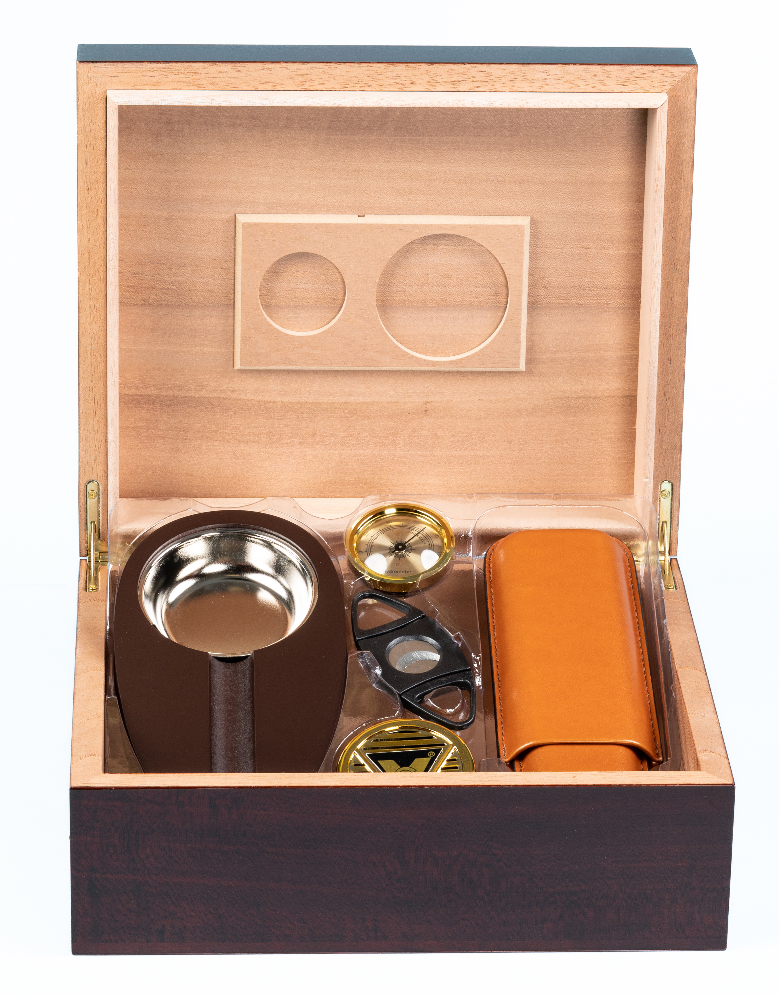 Diplomat Cigar Humidor Gift Set - Cherry Finish - Capacity: 25 to 50