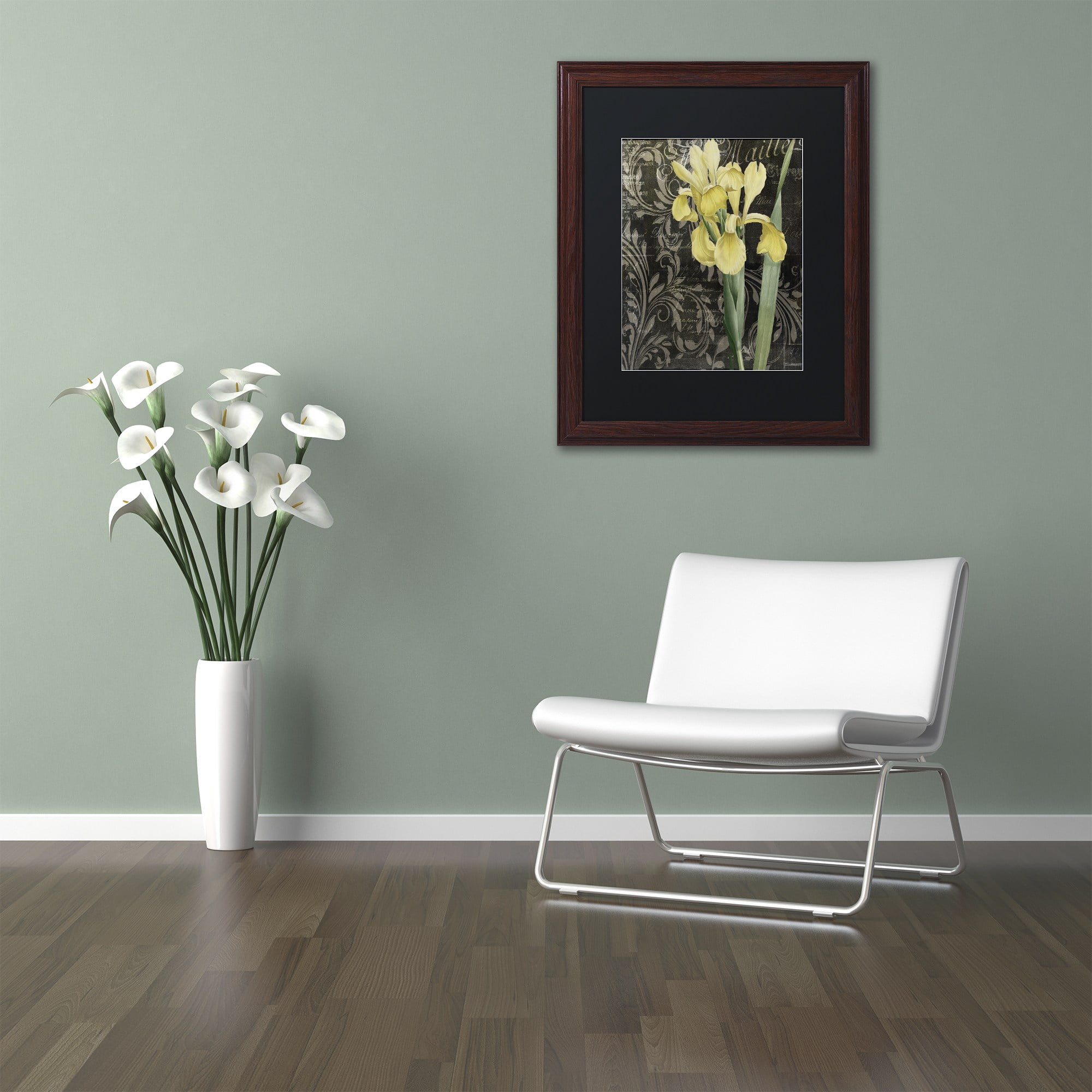 Trademark Fine Art "Ode to Yellow Flowers" Canvas Art by Color Bakery, Black Matte, Wood Frame