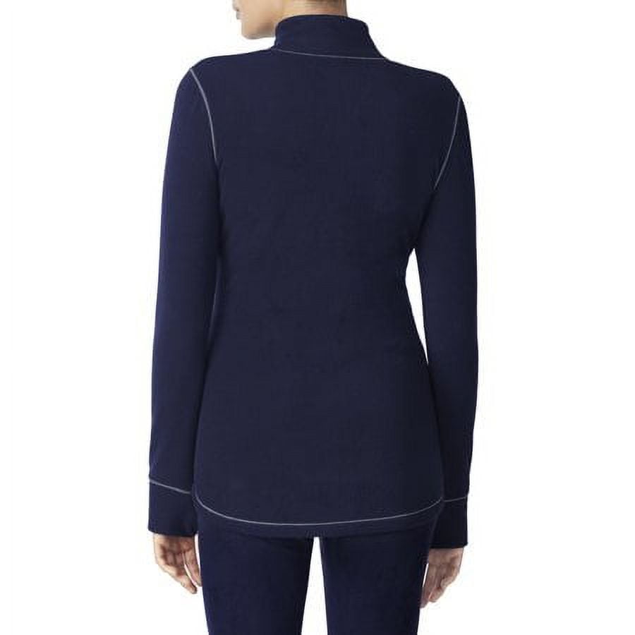 ClimateRight by Cuddl Duds Women's Warm Stretch Fleece Long Sleeve Mock with Half Zip Thermal Base Layer Top, Sizes XS to 4X