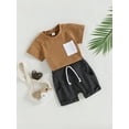 thumbnail image 3 of Arvbitana Baby Boys Shorts Set Short Sleeve Pocket T-shirt + Elastic Waist Shorts Summer Casual Tracksuits Outfit 2Pcs 0-3T, 3 of 9