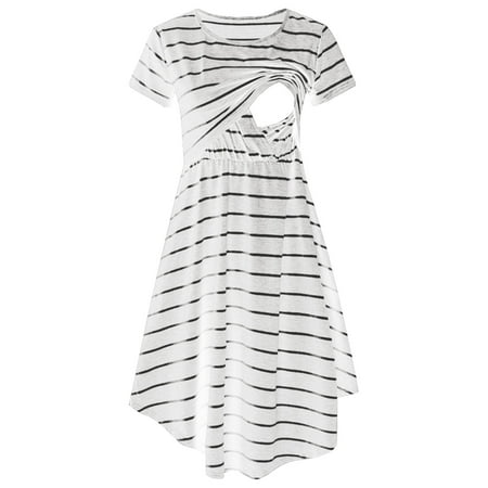 

Women Maternity Casual Striped Short Sleeve Nursing Dress Striped Multifunctional Striped Maternity Dress Mom Lactation Dress after Wedding Party Dress Bridesmaids Dresses with Lace Jackets for Women
