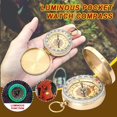 thumbnail image 3 of Vintage Noctilucent Compass Brass Pocket Hiking Camping Style Watch V7N1, 3 of 9