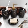 thumbnail image 3 of Juego de 4 accesorios de baño de cerámica con dispensador de jabón, vasos y jabonera (negro), 3 of 5