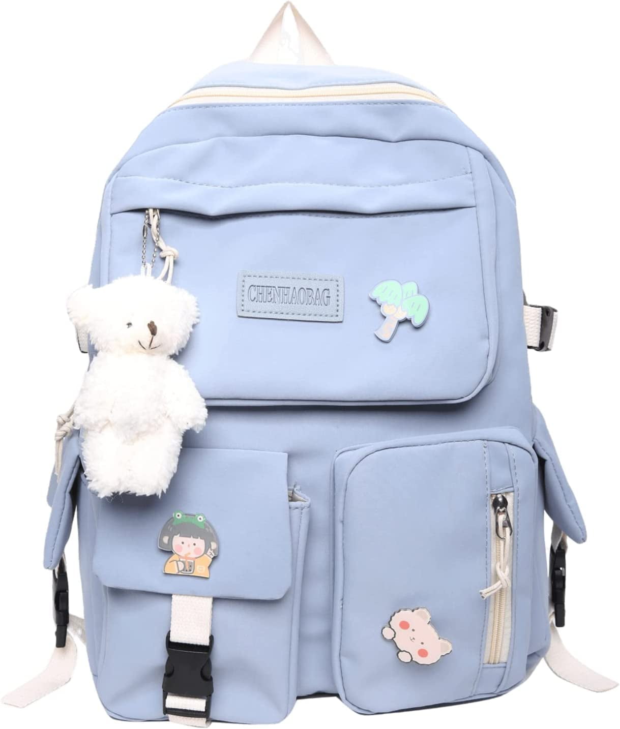 Kawaii Cute Backpack with Bear Pendant & Pins - Back To School Supplies ...