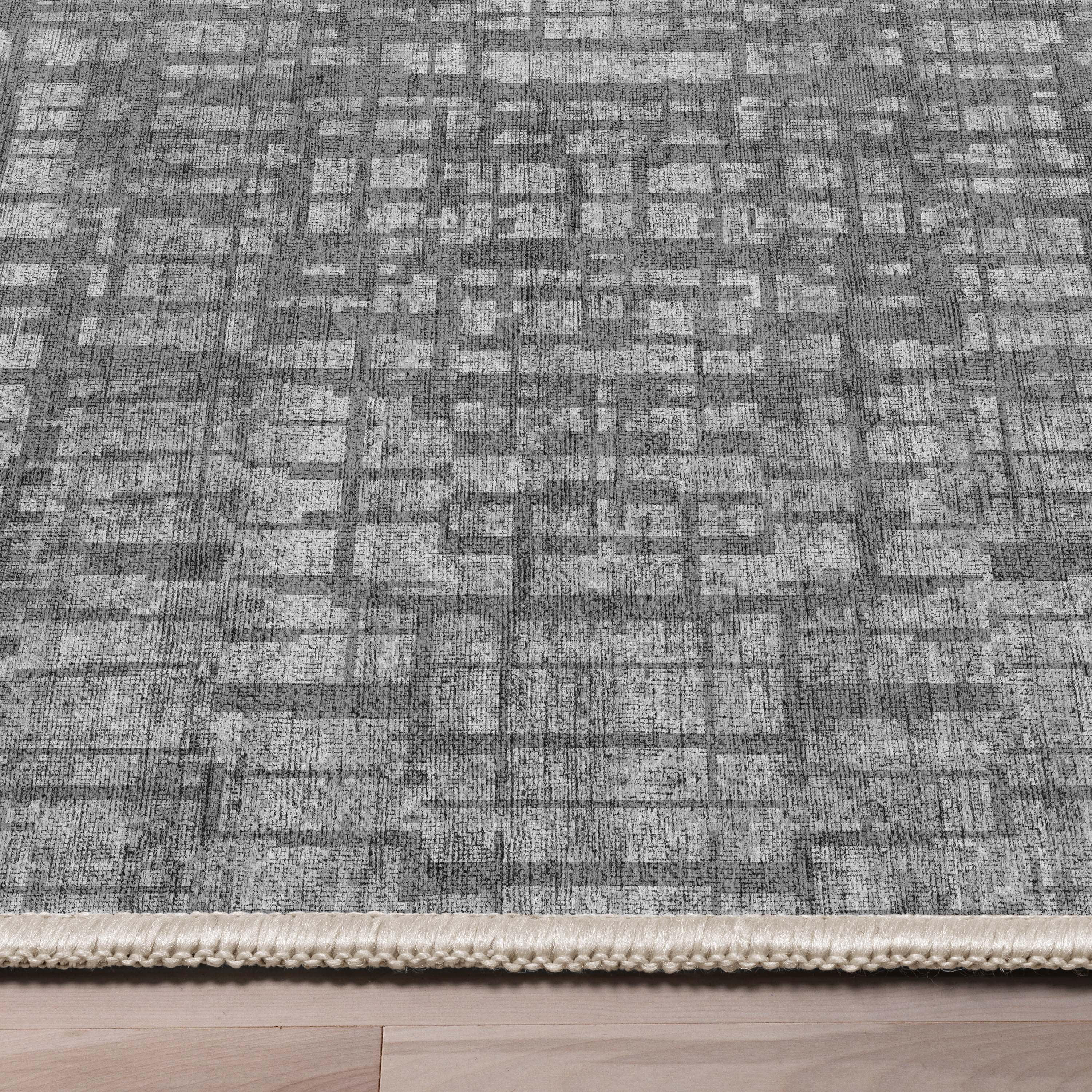 Well Woven Abstract Nightscape Modern Geometric Flat-Weave Gray 7'7" x 9'10" Area Rug