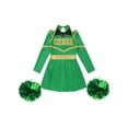 thumbnail image 5 of YIZYIF Girls Cheer Leader Uniform Outfit Off-Shoulder Dress Juniors High School Carnival Festival Cosplay Party Costume Green-A 8, 5 of 7