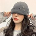 thumbnail image 4 of Y2k-gorros Harajuku de punto para hombre y mujer, gorro grueso y cálido, de Color sólido, estilo Hip Hop, con anillo de Metal, corto, para invierno, 4 of 4