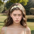 thumbnail image 2 of Unique Bargains 1 Pc Hand-woven Stretch Headbands for Women Beige Green, 2 of 5