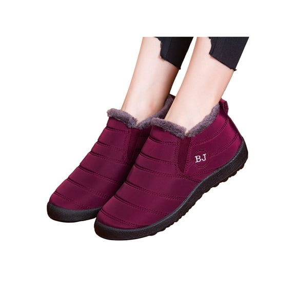 Avamo Women Winter Warm Snow Boots Ankle Snow Boots Plush Lined Shoes Flat Shoes Casual Shoes