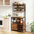thumbnail image 2 of Gymax 67'' Bakers Rack w/ Power Outlet Coffee Bar Cabinet w/ S-Shaped Hooks Rustic Brown, 2 of 10