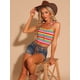 thumbnail image 2 of INSPIRE CHIC Top sin mangas de verano sin mangas con tirantes finos y tirantes finos con lazo a rayas arcoíris para mujer Multicolor L, 2 of 6