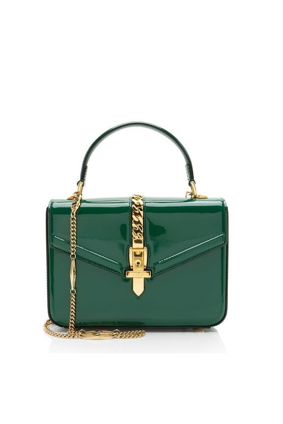 Pre-Owned Gucci Patent Leather Sylvie 1969 Mini Top Handle