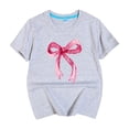 thumbnail image 4 of Gerichy Girls Short Sleeve T Shirts Girls Graphic Print Summer Short T-Shirts for Girls Cute Bow Print Round Neck Short Sleeve T-Shirt Top, 4 of 5