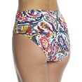 thumbnail image 2 of Anne Cole Women's Watercolor Paisley Ring Belted High Waist Bikini Bottom Swimsuit White Size Large, 2 of 2