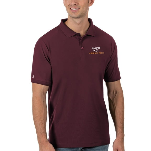Men's Antigua Maroon Virginia Tech Hokies Legacy Pique Polo