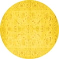 thumbnail image 1 of Ahgly Company Machine Washable Indoor Round Persian Yellow Traditional Area Rugs, 8' Round, 1 of 4