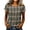 Green, variant on Womens Summer Shirts Vintage Western Country Plaid Checkered TopsShort Sleeve Fake Button Down Casual T‑Shirts Relaxed Fit Everyday Wear Blue S
