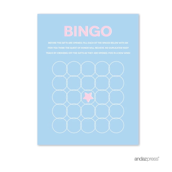 Koyal Wholesale Signature Pink and Blue Gender Reveal Baby Shower Bingo Game Cards, 20-Pack