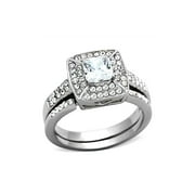 .70 ct Halo Princess Wedding ring designer fashion Set Stainless Steel