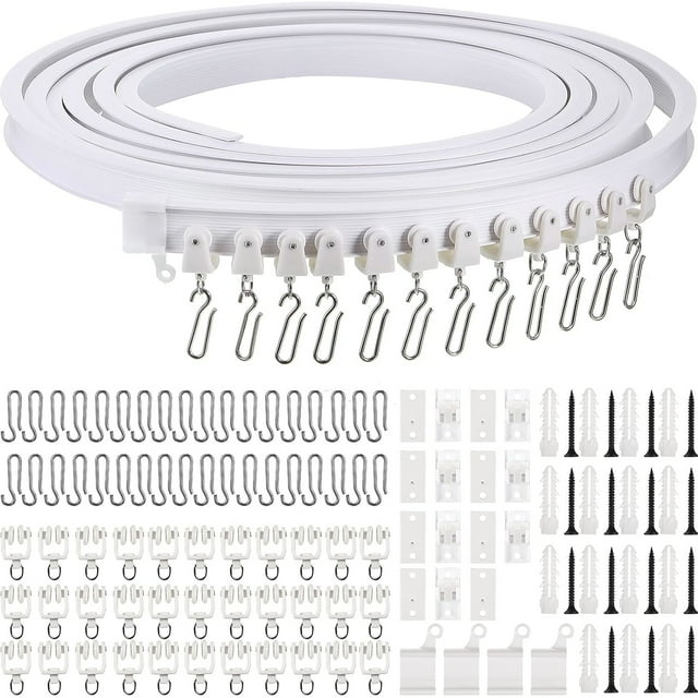 Flexible Bendable Curtain Track For Holiday Room Decoration, Durable PVC Ceiling Or Wall Mount Curtain Rail System, White 5m, Strong Bearing Capacity Synthetic Nano PVC And Soft Steel