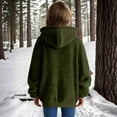 thumbnail image 5 of Nokdvo Fuzzy Fleece Jacket Women Plus Size Zipper Hoodie Cardigan Coats Solid Color Sherpa Lined Sweater Outerwear with Pockets,Green L, 5 of 5