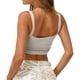 thumbnail image 2 of Sonducket Tops cortos para mujer, ropa de vendaje de cuello cuadrado sin mangas de poliéster para correr, ropa deportiva de Color sólido, ropa de calle Prendas para la parte del cuerpo Blanco METRO Sonducket AP011581-02, 2 of 6
