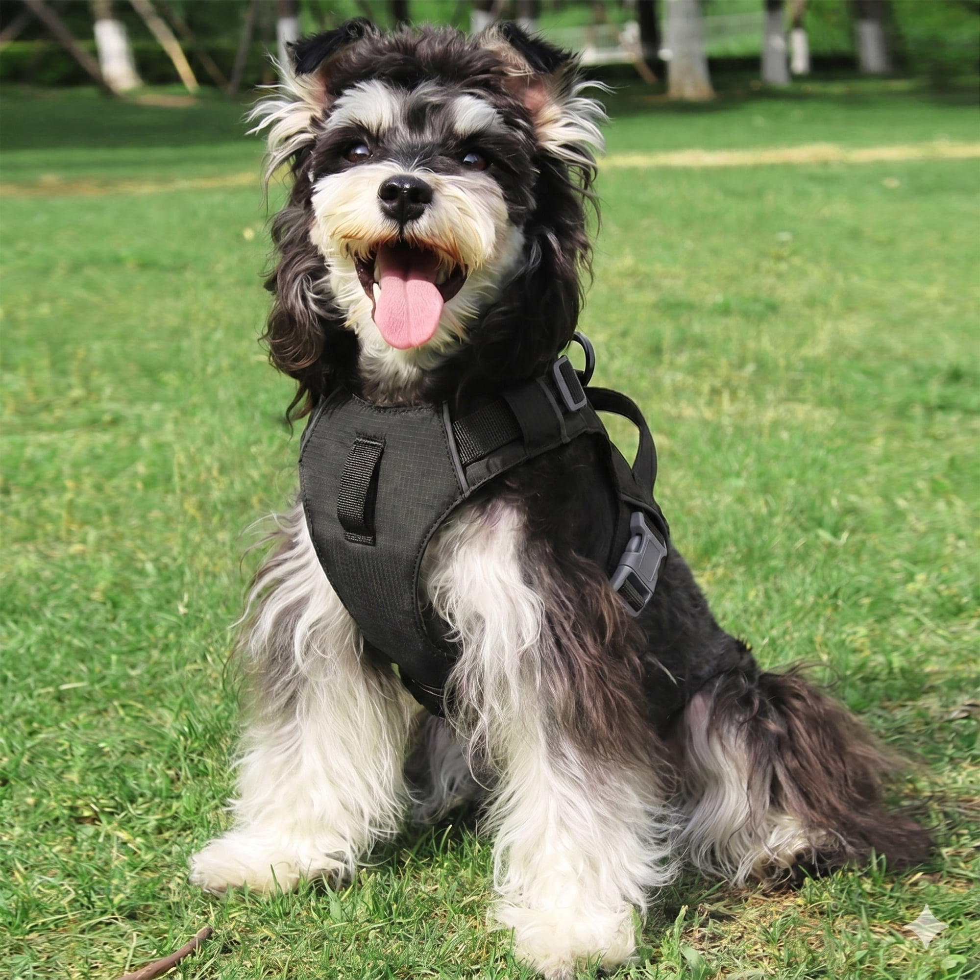Mile High Life No Pull Dog Harness with Reflective Stripe, Adjustable Easy Get on Lightweight Harness for Small Medium Large Dogs Walking Running Training (Black, L Chest 21"-28")