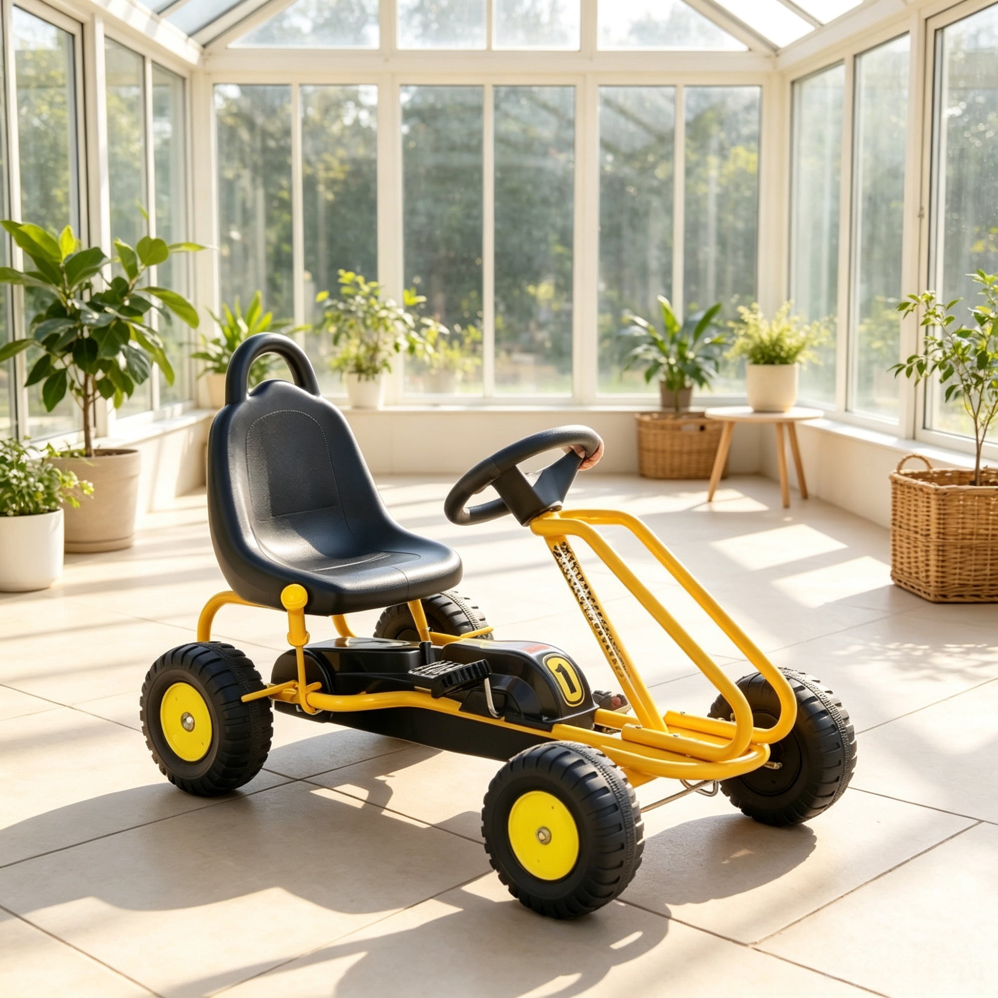 Kids Pedal Go Kart with Adjustable Seat and Handbrake for Ages 3-6