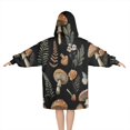 thumbnail image 2 of Brown Mushroom Flower Black Pattern Blanket Hoodies for Kids 6-13YR Oversize Wearable Blanket Hoodies for Boys Girls Teens, 2 of 7