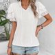 thumbnail image 5 of Fiudx Ofertas Flash Del Día Top/Camisa de Manga Corta con Cuello de Encaje y Manga Corta de Encaje Informal para Mujer, 5 of 6