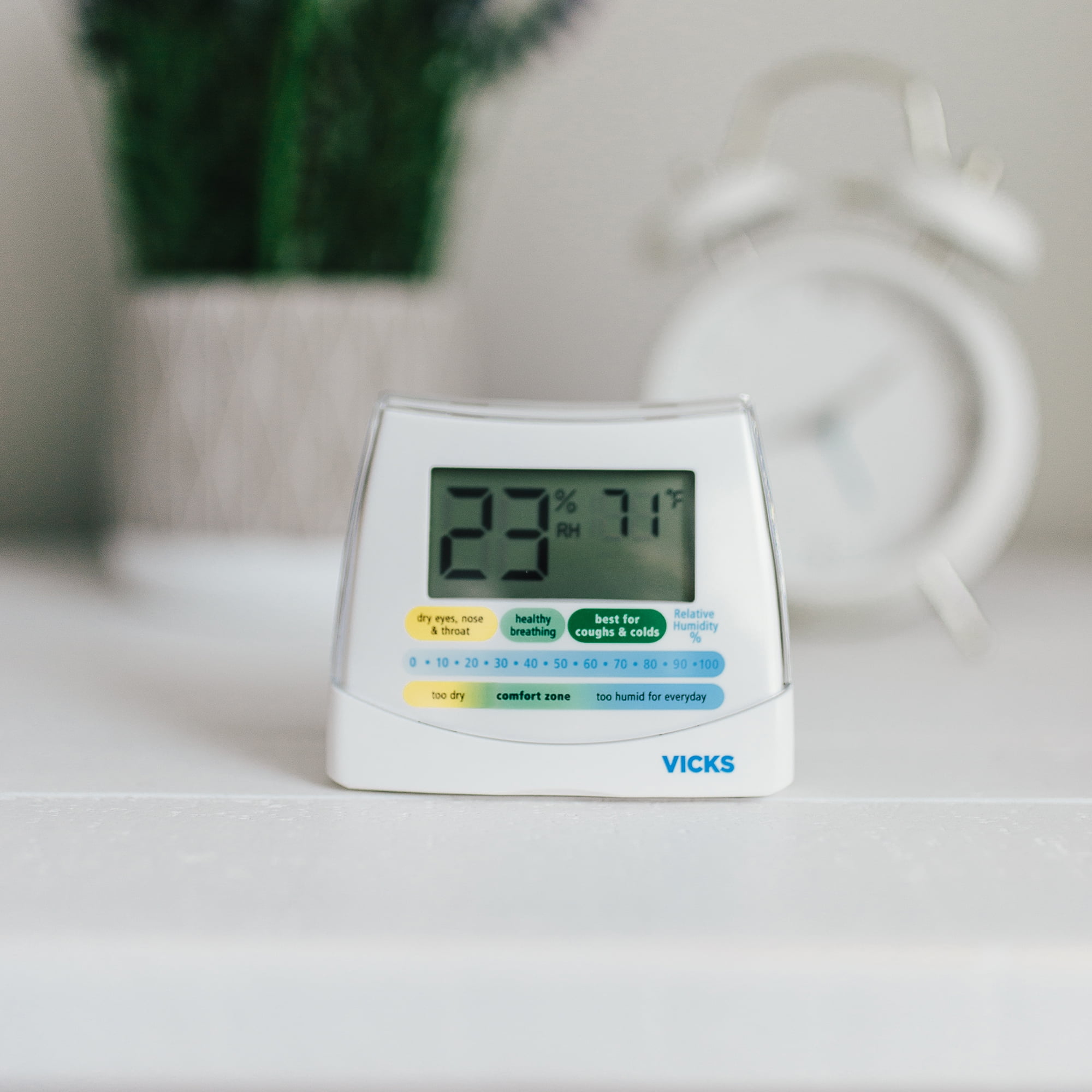 Vicks Health Check Hygrometer Humidity Monitor, 0.25 lb, White, V70 