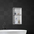 thumbnail image 2 of Neodrain No Tile Shower Niche, Stainless Steel Bathroom Shelf 25.1"x13.1" (Inner Size 24" X 12"), Two-Tier Stainless Niche, Bathroom Niche Cubby for Storage, No Tile Needed Recessed, (Brushed), 2 of 7