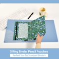 thumbnail image 3 of FORMRS 2 Pack Pencil Pouch for 3 Ring Binder with Clear Window Zipper Pen Case Stationery Organizer, Blue Flowers Pattern, 3 of 6