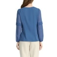 thumbnail image 4 of INSPIRE CHIC Women's Chiffon Blouse Keyhole Neck Patchwork Sleeve Elegant Work Top M Deep Blue, 4 of 8