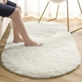 thumbnail image 5 of Softlife Cute Fluffy Oval Rug for Bedroom Soft Carpet, 2.6' x 5.3' , Off-White, 5 of 8