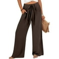 thumbnail image 2 of Huowey Pants for Women Wide Leg Pants with Adjustable Waistband and Flowing Tie Knot Casual and Loose Pants with Pockets, 2 of 4