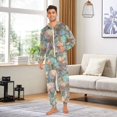 thumbnail image 6 of FORMRS Onesies Pajama for Adults Unisex Hoodie Winter Jumpsuit One Piece Sleepwear, Sizes S-2XL, Colorful Water Lilies Pattern, 6 of 7