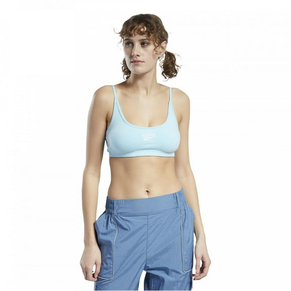Reebok Womens Logo Sports Bra, Blue, XX-Small