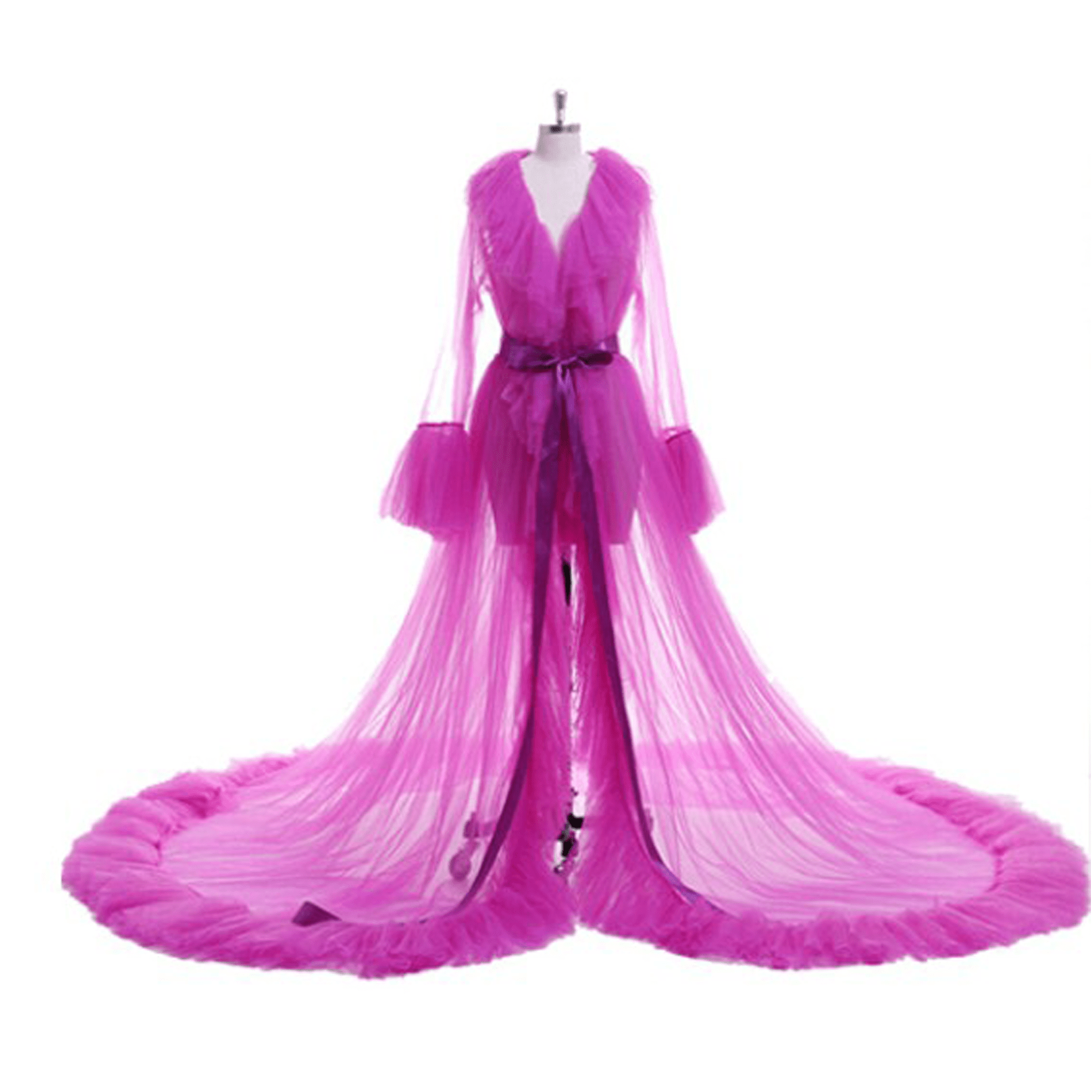 TSEXIEFOOFU Women Lingerie Long Lace Dress Sheer Gown See Through Kimono Robe Sleepwear